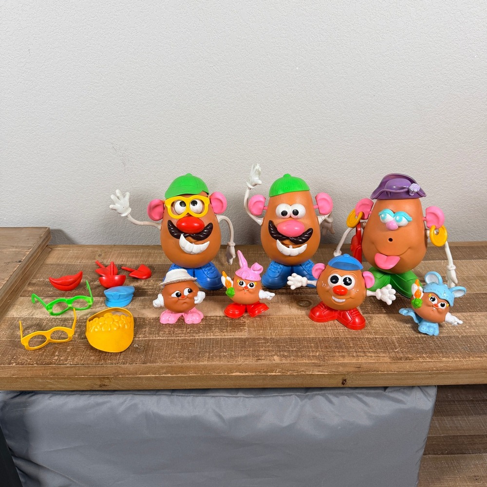 Playskool 1985 Mr & Mrs. Potato Head Toy Lot 7 Figures Family Set Accessories